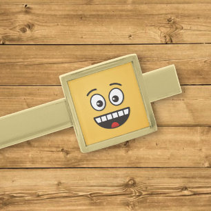 Smiling Face with Open Mouth Gold Finish Tie Clip