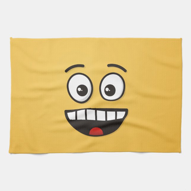 Smiling Face with Open Mouth Kitchen Towel (Horizontal)