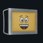Smiling Face with Open Mouth Rectangular Belt Buckle<br><div class="desc">A classic emoticon with an open mouth showing teeth and open eyes.</div>