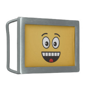 Smiling Face with Open Mouth Rectangular Belt Buckle