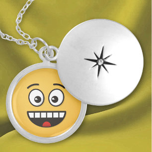 Smiling Face with Open Mouth Silver Plated Necklace