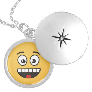 Smiling Face with Open Mouth Silver Plated Necklace