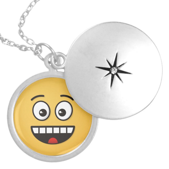 Smiling Face with Open Mouth Silver Plated Necklace (Front)