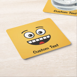 Smiling Face with Open Mouth Square Paper Coaster