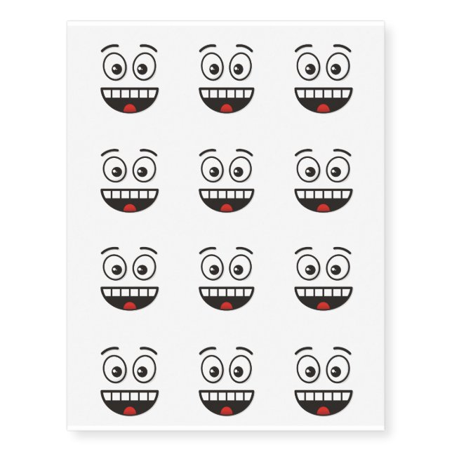 Smiling Face with Open Mouth Temporary Tattoos (Front)