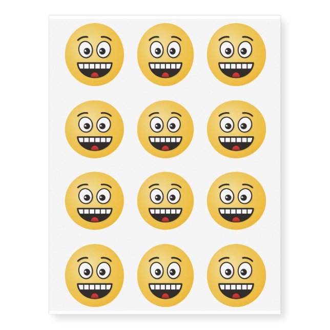 Smiling Face with Open Mouth Temporary Tattoos (Front)