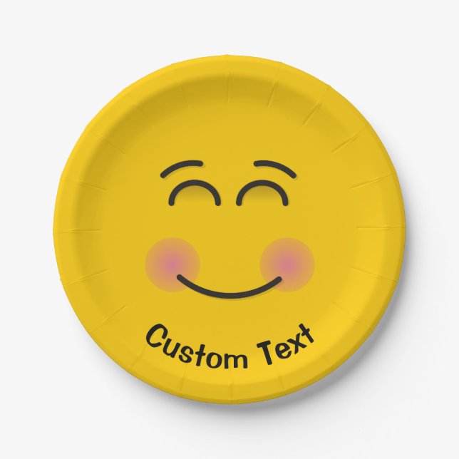 Smiling Face with Smiling Eyes Paper Plate (Front)