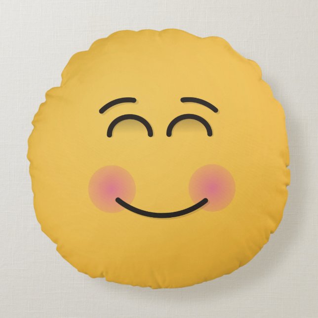 Smiling Face with Smiling Eyes Round Pillow (Front)