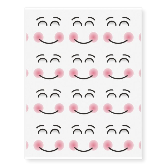Smiling Face with Smiling Eyes Temporary Tattoos (Front)