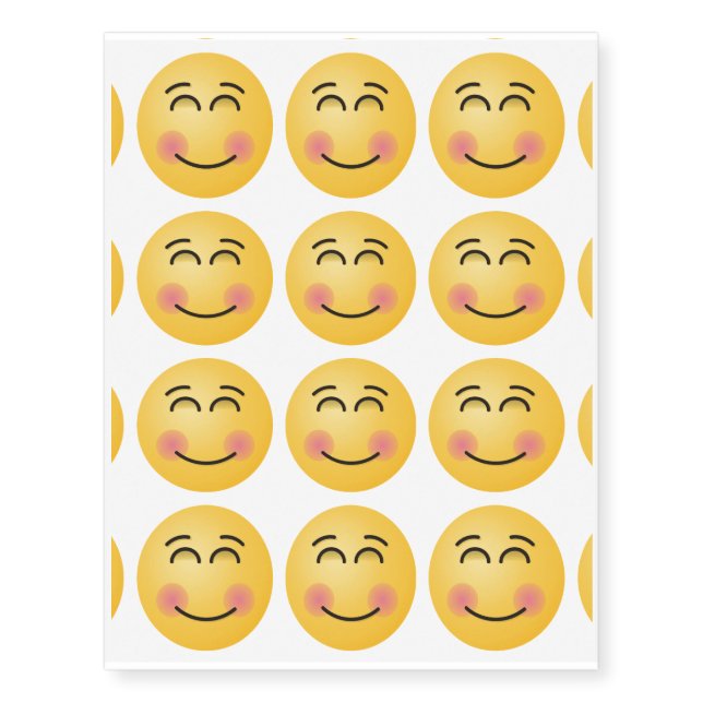 Smiling Face with Smiling Eyes Temporary Tattoos (Front)