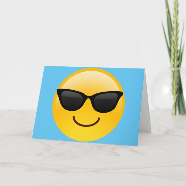 Smiling Face With Sunglasses Cool Emoji Card (Front)