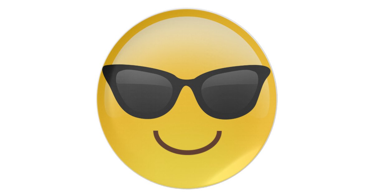 Smiling Face With Sunglasses Cool Emoji Dinner Plate | Zazzle
