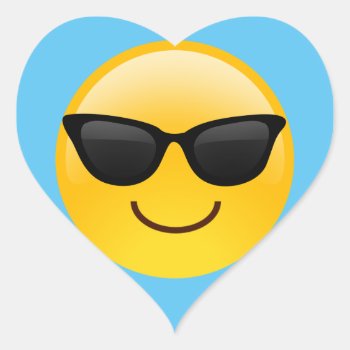 Smiling Face With Sunglasses Cool Emoji Heart Sticker by OblivionHead at Zazzle