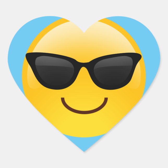 Smiling Face With Sunglasses Cool Emoji Heart Sticker (Front)