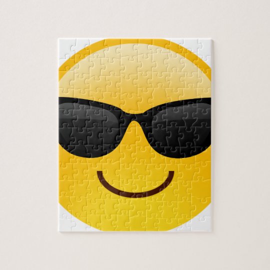 Smiling Face With Sunglasses Cool Emoji Jigsaw Puzzle