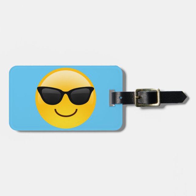 Smiling Face With Sunglasses Cool Emoji Luggage Tag (Front Horizontal)