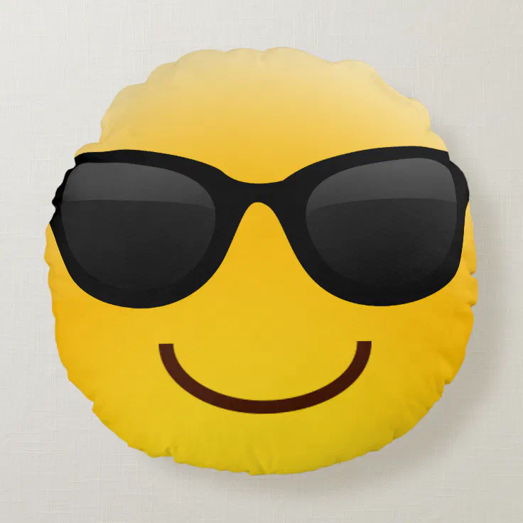 13 x 13x 3.5 Multi-Color Creative Motion 71743-14087 Comfortable Cushion with Smily Face with Cool Sunglasses Emoji 