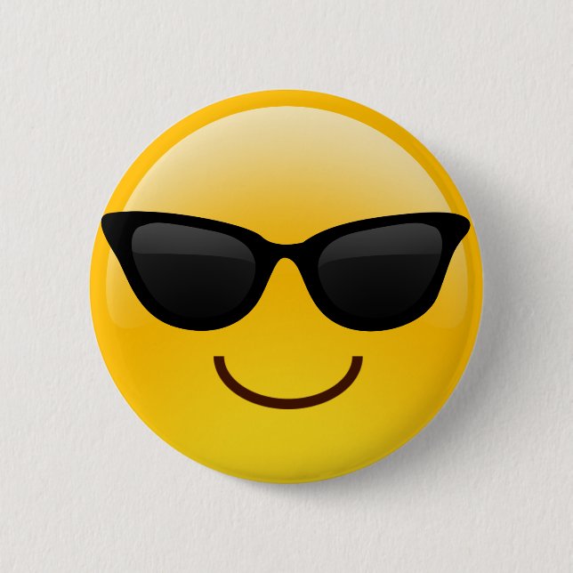 Smiling Face With Sunglasses Cool Emoji Pinback Button (Front)