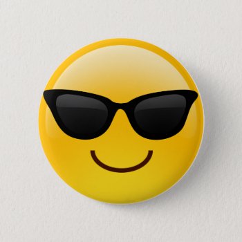 Smiling Face With Sunglasses Cool Emoji Pinback Button by OblivionHead at Zazzle