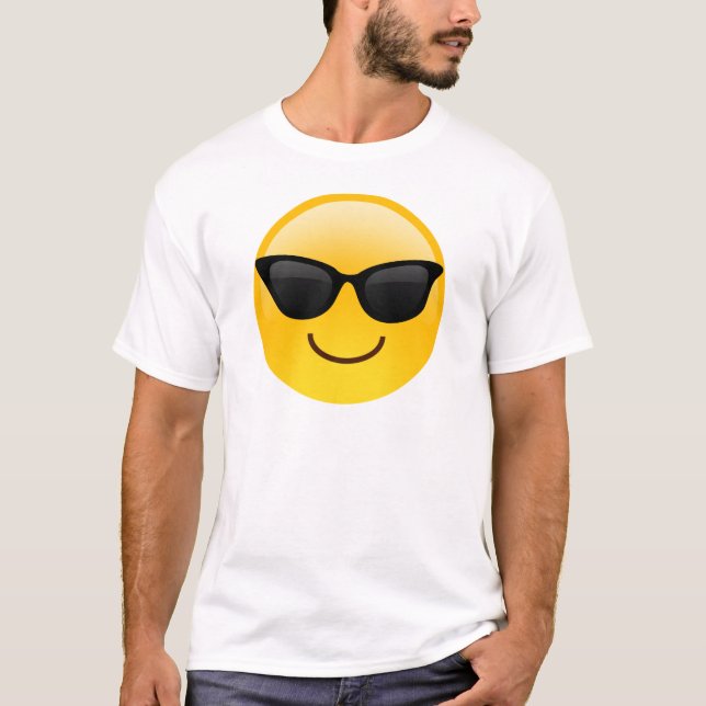 Smiling Face With Sunglasses Cool Emoji T-Shirt (Front)