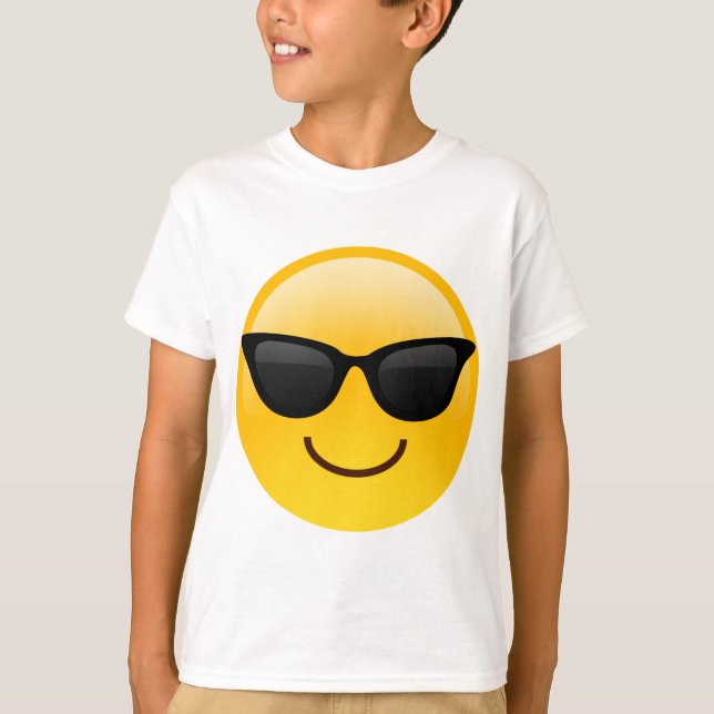 Smiling Face With Sunglasses Cool Emoji T-Shirt (Front)