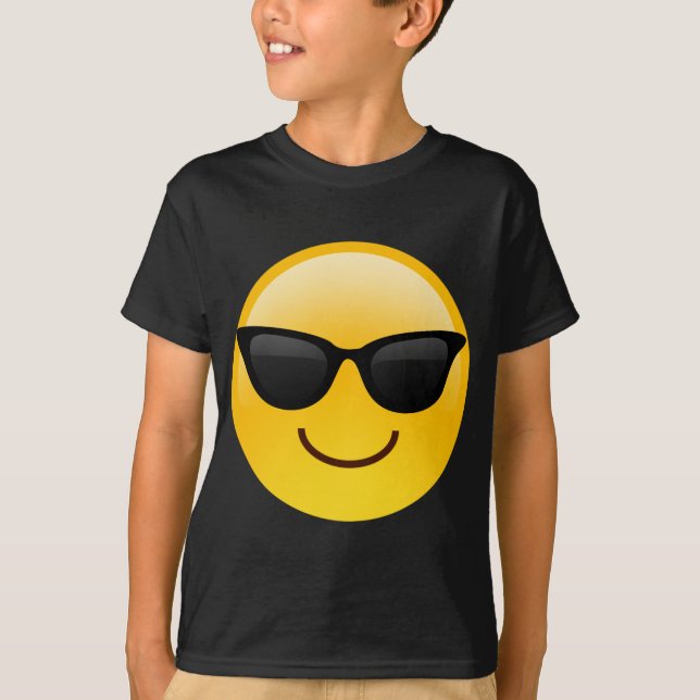 Smiling Face With Sunglasses Cool Emoji T-Shirt (Front)