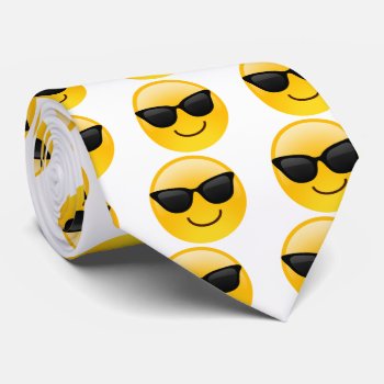 Smiling Face With Sunglasses Cool Emoji Tie by OblivionHead at Zazzle
