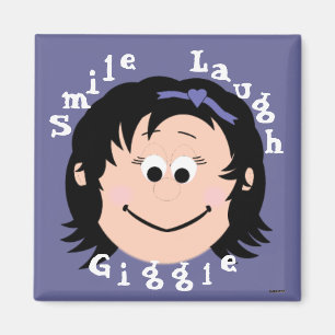 Smiling Faces Black Hair Girl Magnet