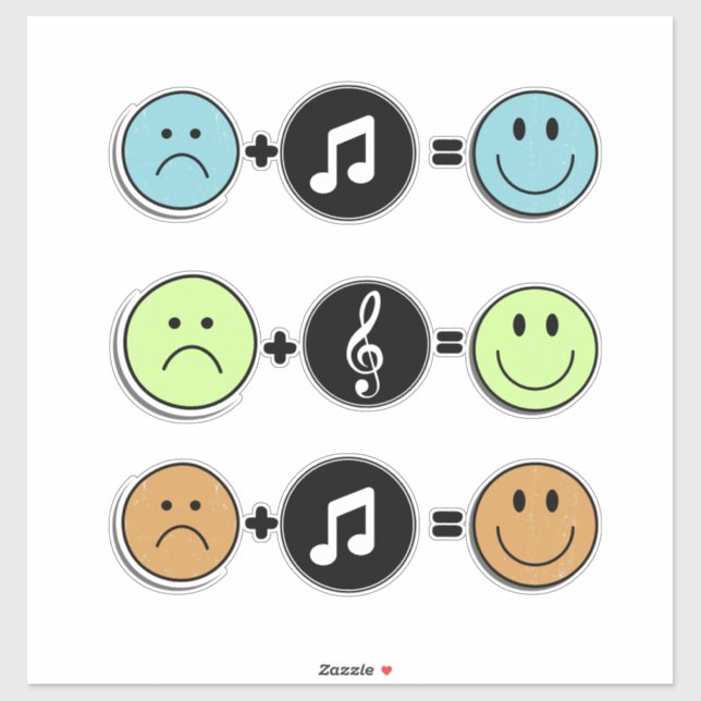 Smiling Faces With Music Sticker (Sheet)