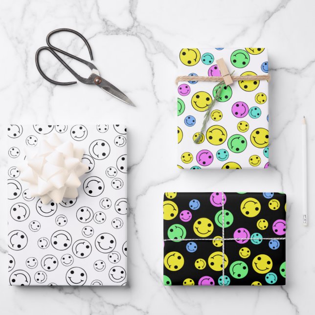 Smiling Faces  Wrapping Paper Sheets (Front)