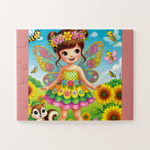 "SMILING FAIRY AND SUNFLOWERS" JIGSAW PUZZLE