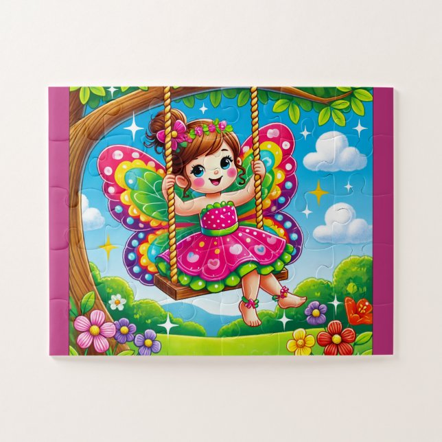 "SMILING FAIRY on a SWING" JIGSAW PUZZLE (Horizontal)