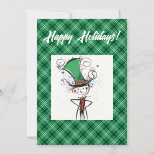 Smiling Fancy AI Christmas Elf with Top Hat Holiday Card