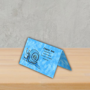 Smiling Fantasy Snail Abstract Blue Pattern Shell Business Card