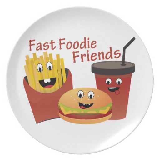 Smiling Fast Foodie Friends Plates | Zazzle