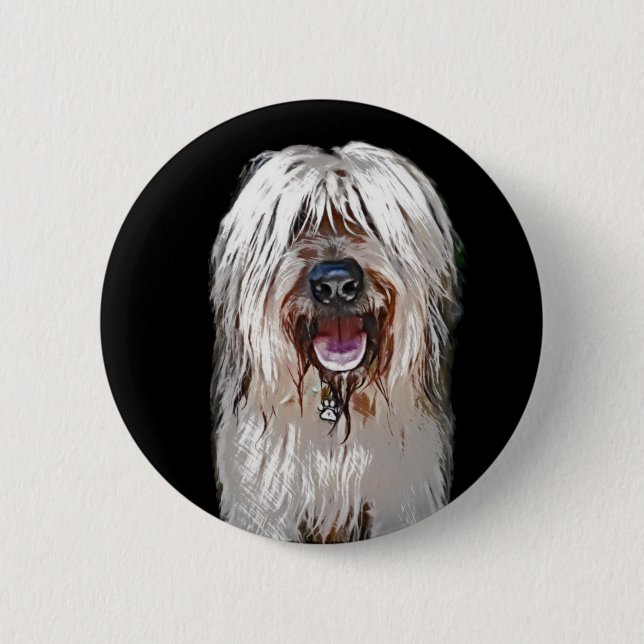 Smiling Fawn Briard Pinback Button (Front)