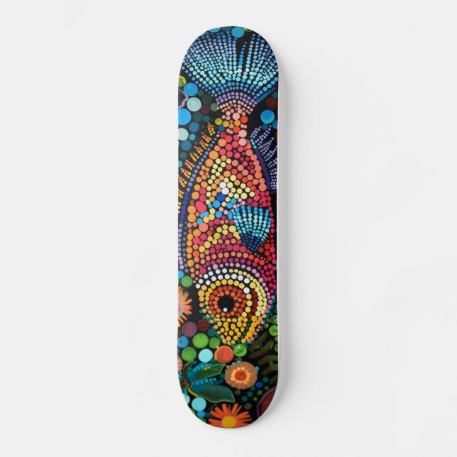 Smiling Fish - Aboriginal Style - Skateboard Deck (Front)