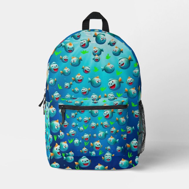Smiling fish printed backpack (Front)
