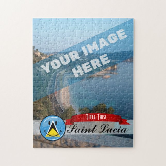 Smiling Flag of Saint Lucia Jigsaw Puzzle (Vertical)