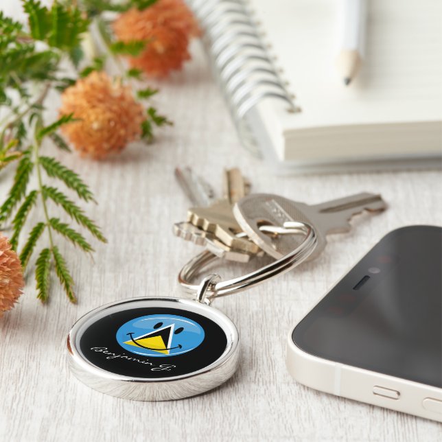 Smiling Flag of Saint Lucia Keychain (Side)