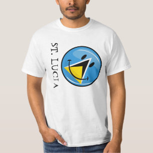 Saint Lucia Flag + Map + Text T-Shirt, Zazzle