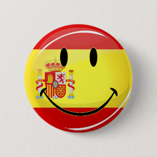 Smiling Flag of Spain Button