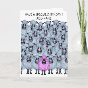 Smiling flock of sheep card