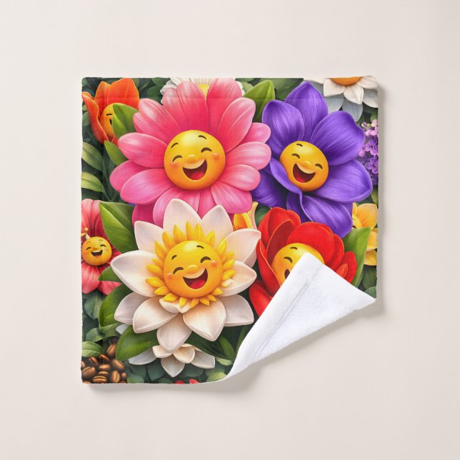 smiling floral garden washcloth description add a  (Wash Cloth)