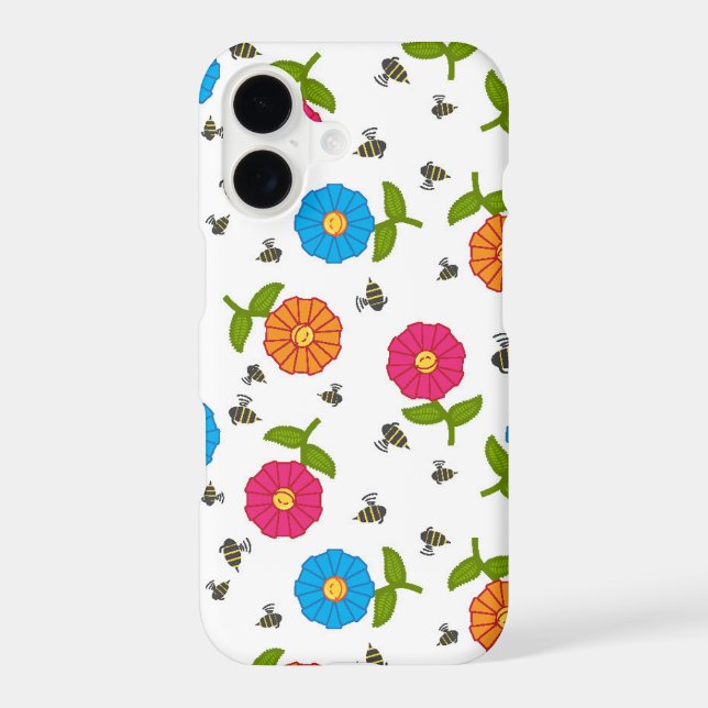 Smiling Flowers and Bees Iphone Case (Back)