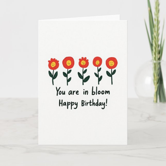 Smiling Flowers Birthday Card (Front)