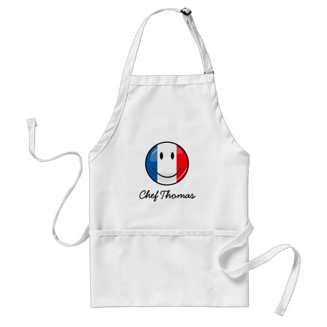 Smiling French Flag Adult Apron (Front)