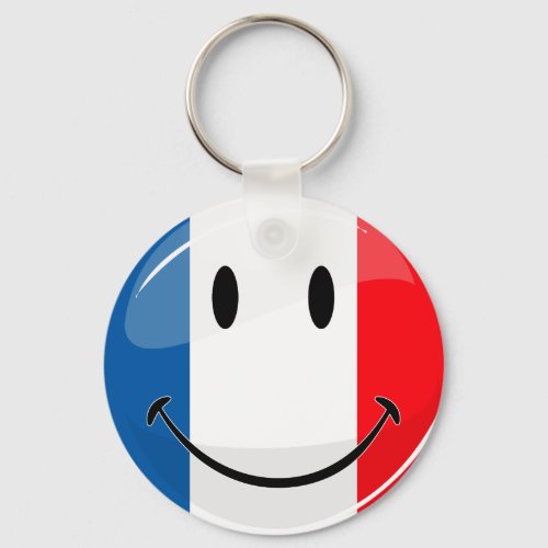 Smiling French Flag Keychain