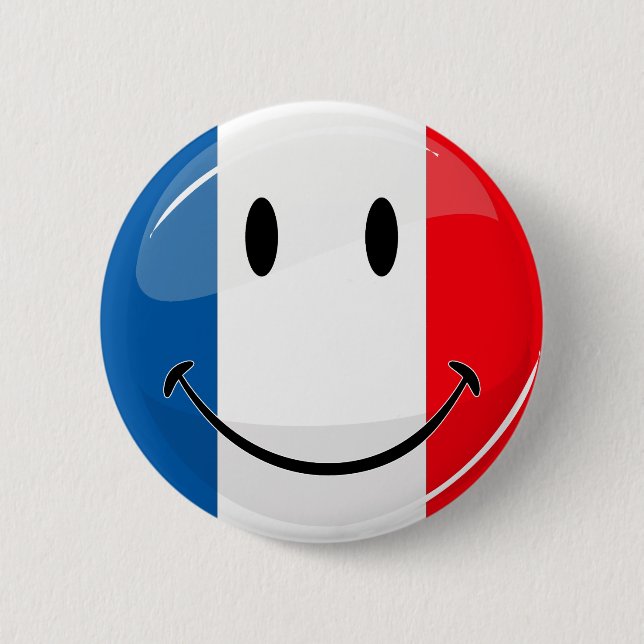Smiling French Flag Pinback Button (Front)