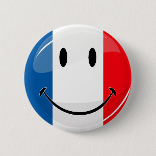 Smiling French Flag Pinback Button